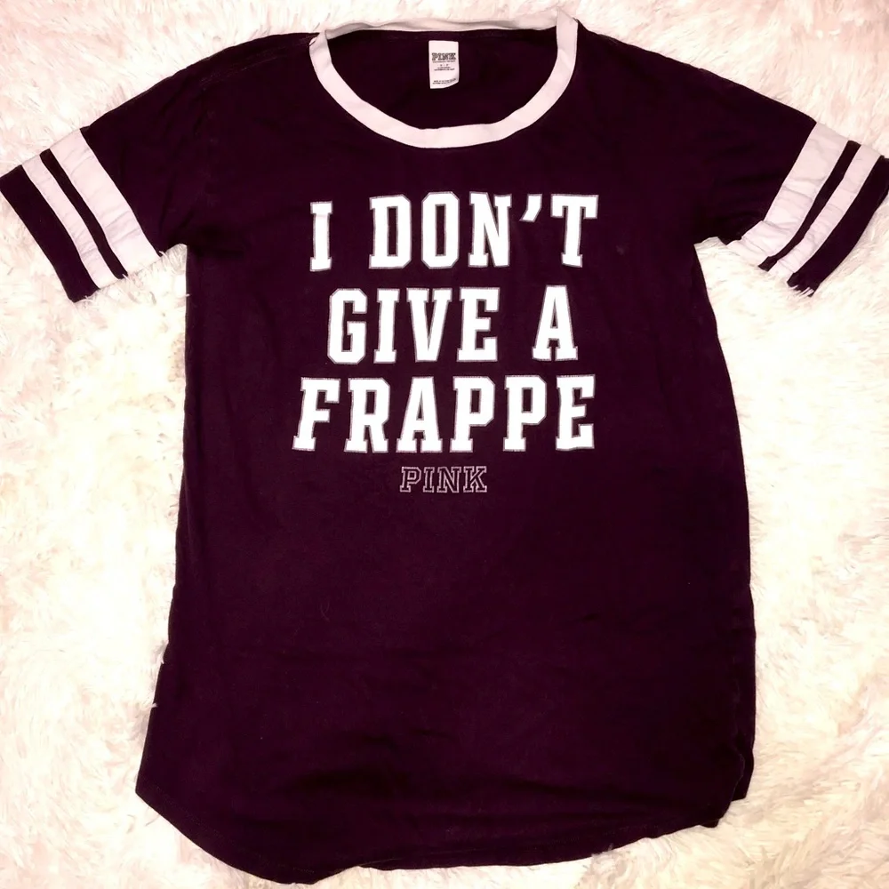 Victoria's Secret pink I dont give a frappe burgandy sleep shirt small
